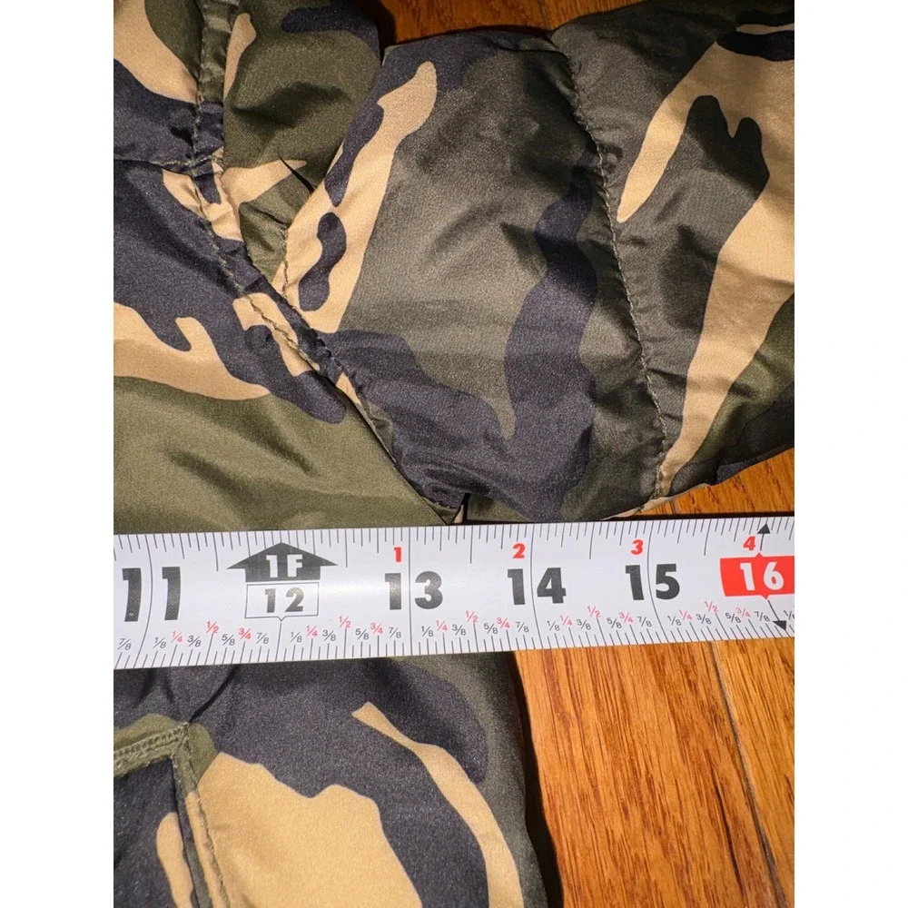 Old Navy Kids Camo Hooded Puffer Jacket Green Tan Fleece Lined 18-24M